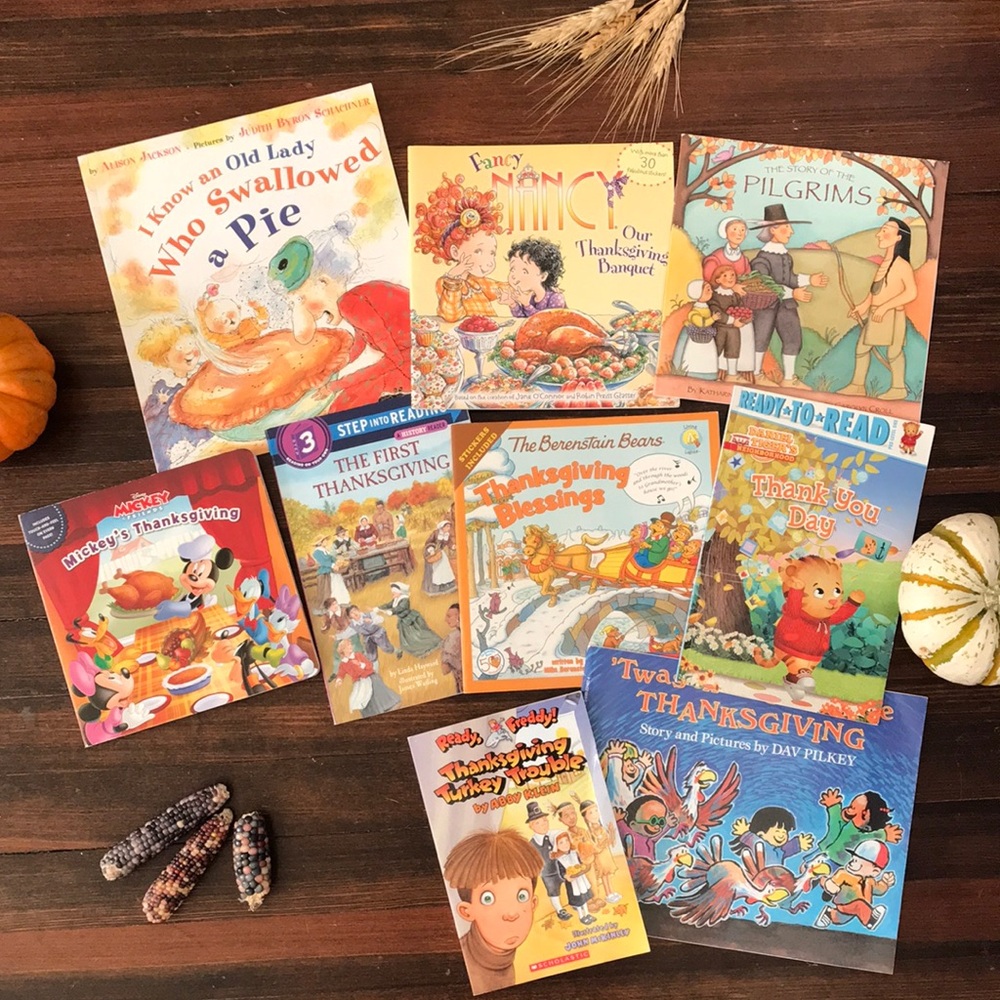 • Large lot of 9 kids thanksgiving books - fall / autumn book bundle •